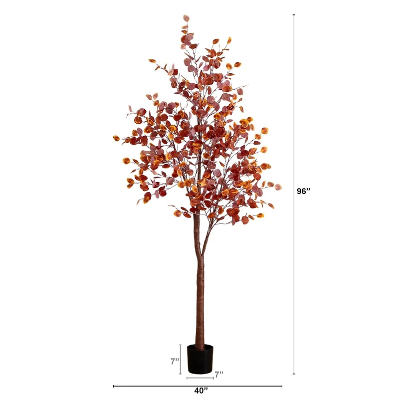 8ft. Pre-Lit Grand Autumn Eucalyptus Artificial Fall Tree with 540 Warm White LED Lights