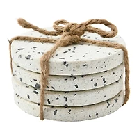 Hello Honey® White Round Terrazzo Coaster Set