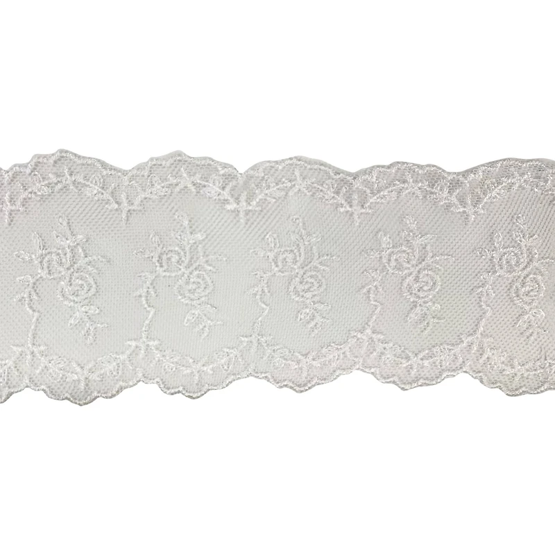 2.5" White Embroidered Floral Lace Trim by Celebrate It®