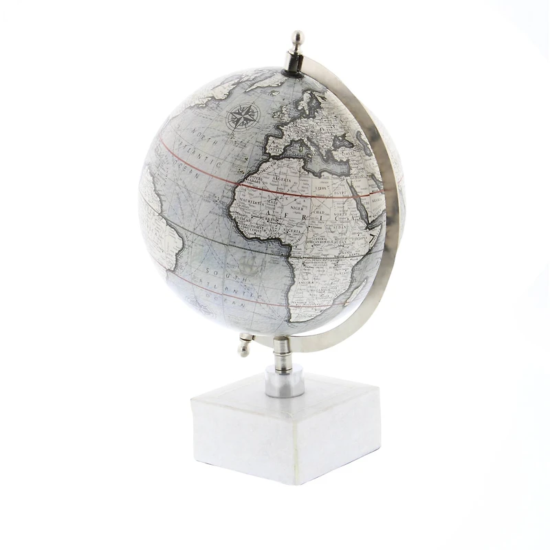13" White Ceramic & Metal Contemporary Globe