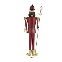 52.5" Red Standing Nutcracker with Drum Metal Sculpture
