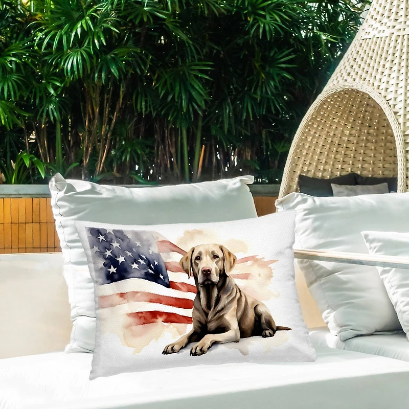 Stupell Industries Patriotic Dog with Flag Outdoor Printed Pillow