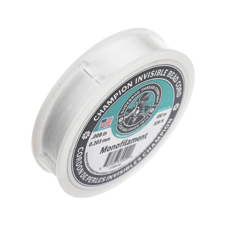 Gudebrod 0.008" x 328ft. Monofilament Champion Invisible Bead Cord