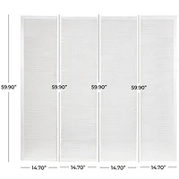 CosmoLiving by Cosmopolitan Wooden White Handmade Carved Panel Geometric Wall Art with Looped Sand Art Design, Set of 4