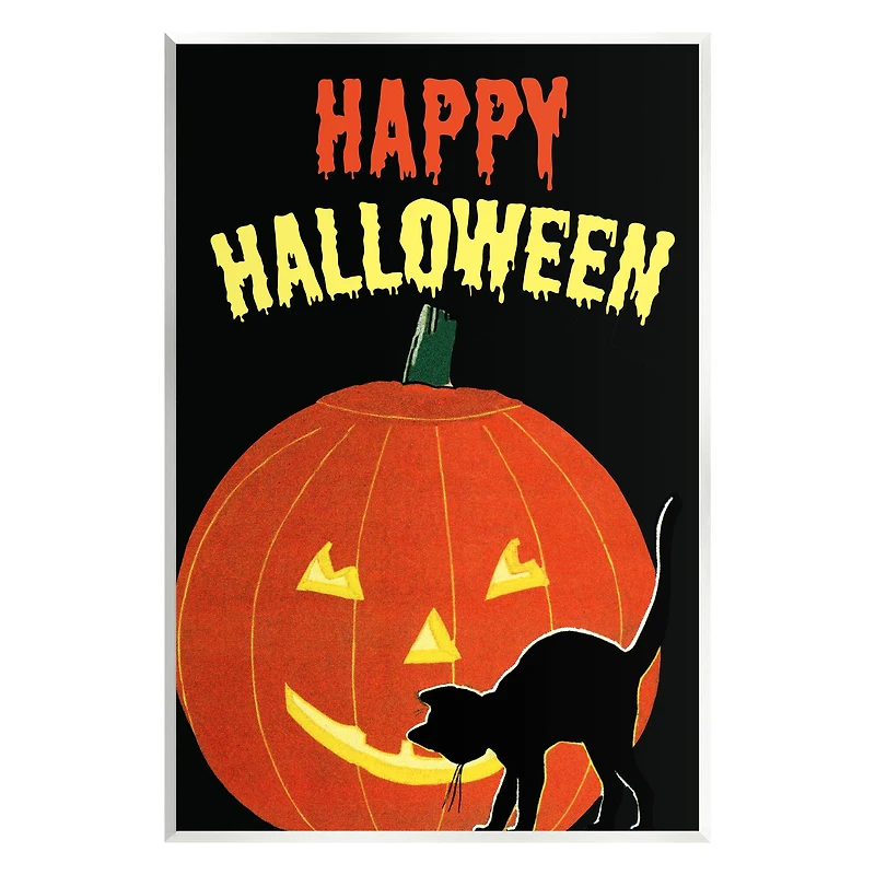 Stupell Industries Happy Halloween Haunted Jack-o-Lantern Wall Plaque Art