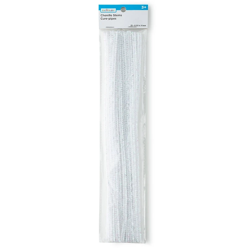 12 Packs: 25 ct. (300 total) Iridescent White Chenille Pipe Cleaners by Creatology™
