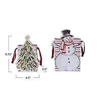 Hello Honey Compact Snowman & Christmas Tree Printed Paper Diecut Gift Bags, 2ct.