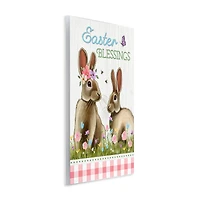 Stupell Industries Easter Blessings Gingham Spring Bunnies Wall Plaque Art
