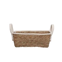Large Natural Grass Rope Basket with White Fabric Handles by Ashland®