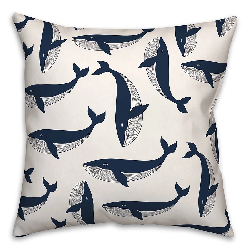 Whale Pattern 18" x 18" Indoor / Outdoor Pillow