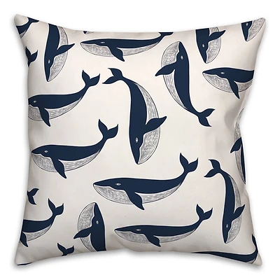 Whale Pattern 18" x 18" Indoor / Outdoor Pillow