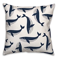 Whale Pattern 18" x 18" Indoor / Outdoor Pillow