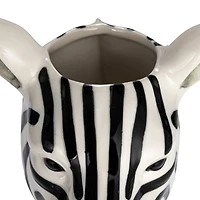 Hello Honey® 11.5" White & Black Hand-Painted Decorative Stoneware Zebra Vase