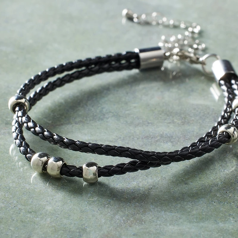 12 Pack: Black Faux Leather Bracelet by Bead Landing™