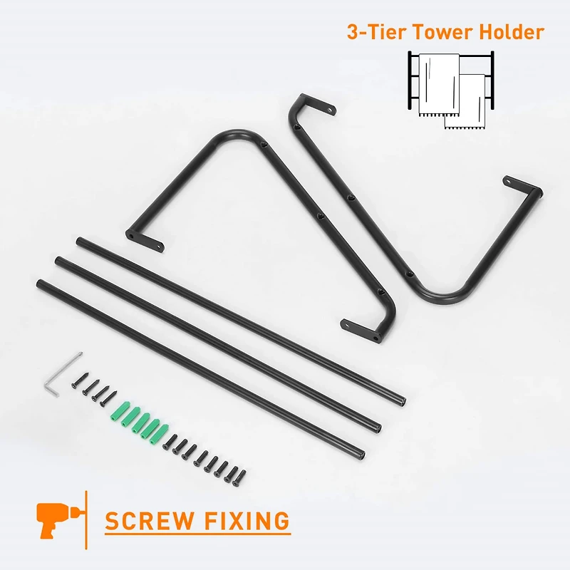 NEX™ 3-Tier Black Wall Mounted Towel Bar Rack