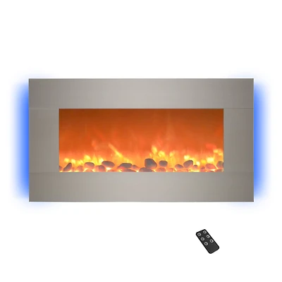Hastings Home 31" Silver LED Backlit Fireplace