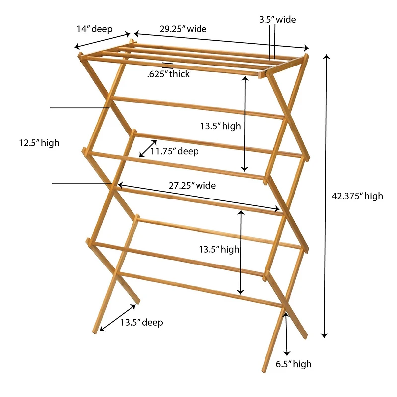 Household Essentials Drying Rack (Bamboo, 29")