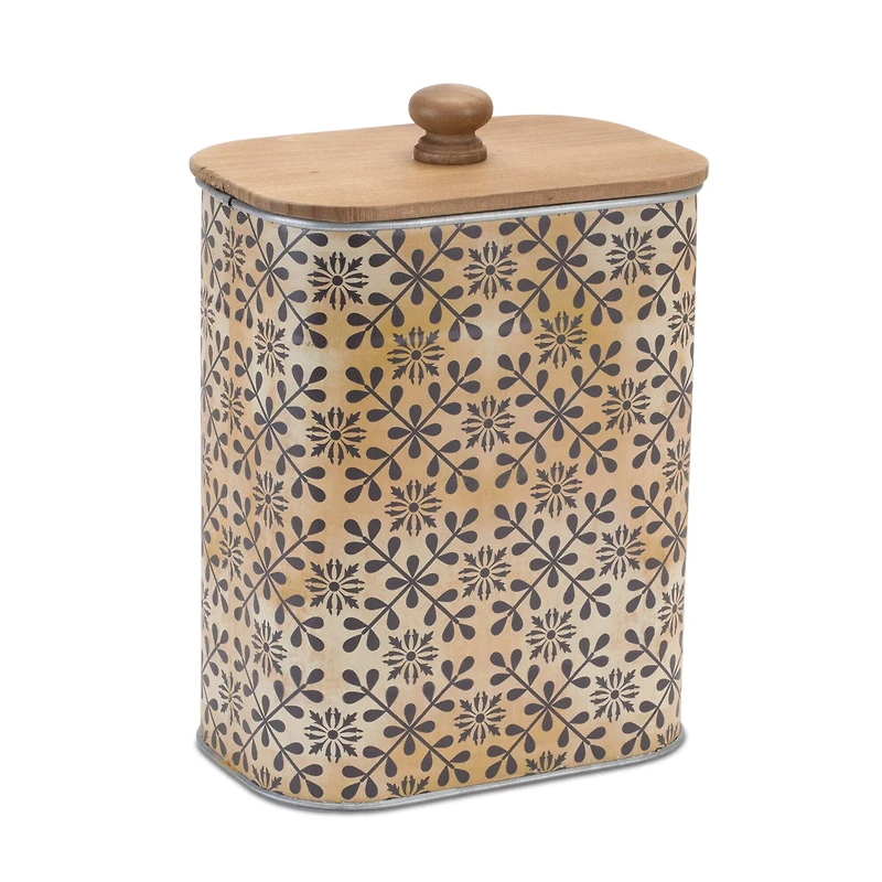 Geometric Canister with Natural Wood Lid Set