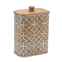 Geometric Canister with Natural Wood Lid Set