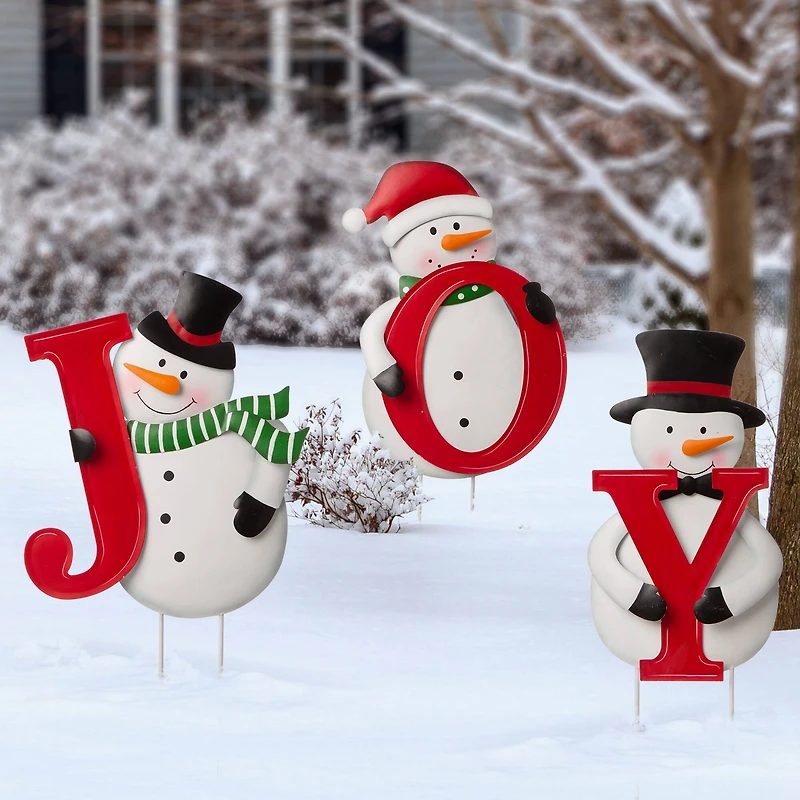 Glitzhome® 48" JOY Snowman Yard Stake, Horizontal or Vertical