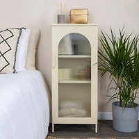 Hello Honey® 40" Solstice Narrow Metal Accent Cabinet with Adjustable Storage Shelves and Arched Glass Door