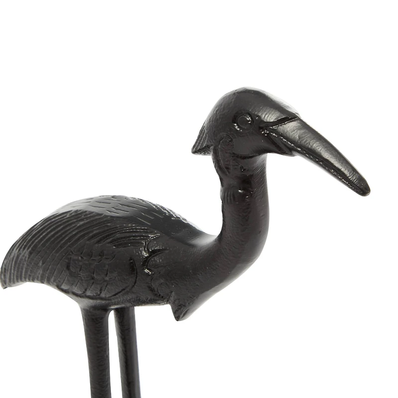 Set of 2 Black Aluminum Traditional Bird Sculpture, 7" x 9"
