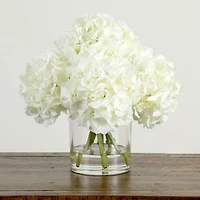 Wedding Collection 14in. Artificial Hydrangea Arrangement in Glass Vase