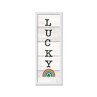 Lucky Wood Slats Rainbow 12" x 36" Black Framed Print Under Plexiglass