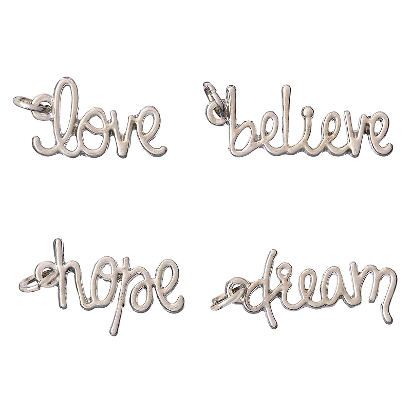 12 Packs: 4 ct. (48 total) Charmalong™ Vertical Script Word Charms by Bead Landing™