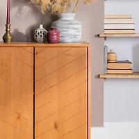 Walker Edison Caramel Chevron 2 Door Accent Cabinet