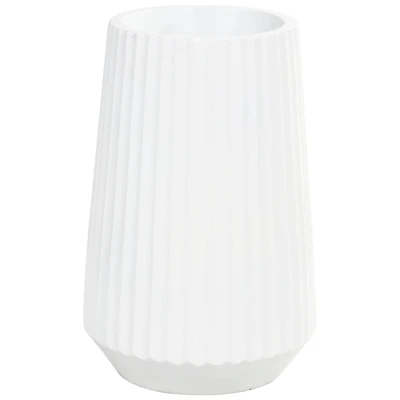 Large White Ribbed Resin Floor Vase