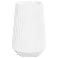 Large White Ribbed Resin Floor Vase