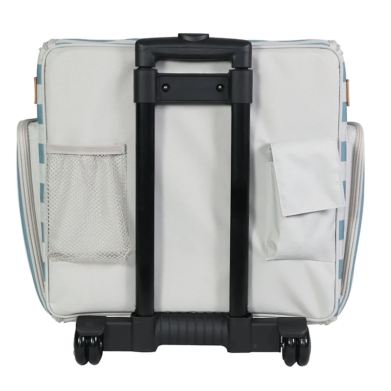 Everything Mary Blue & White Deluxe Collapsible Rolling Craft Bag