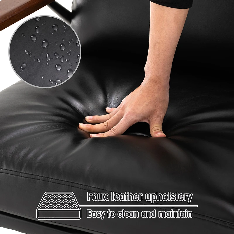 Glitzhome® 28" Modern Black Faux Leather Accent Armchair