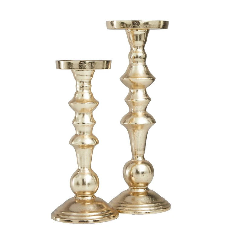 Gold Aluminum Candle Holder Set