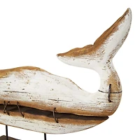 18.5" Brown & White Handmade Whale Sculpture Décor