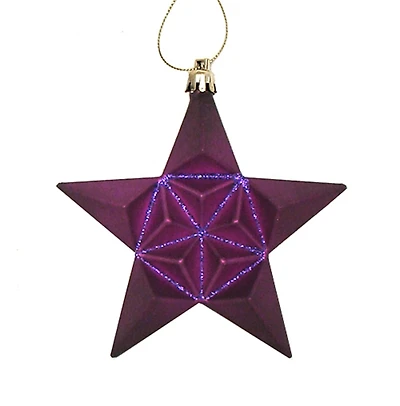 12ct. 5" Glitter & Matte Purple Shatterproof Star Christmas Ornaments
