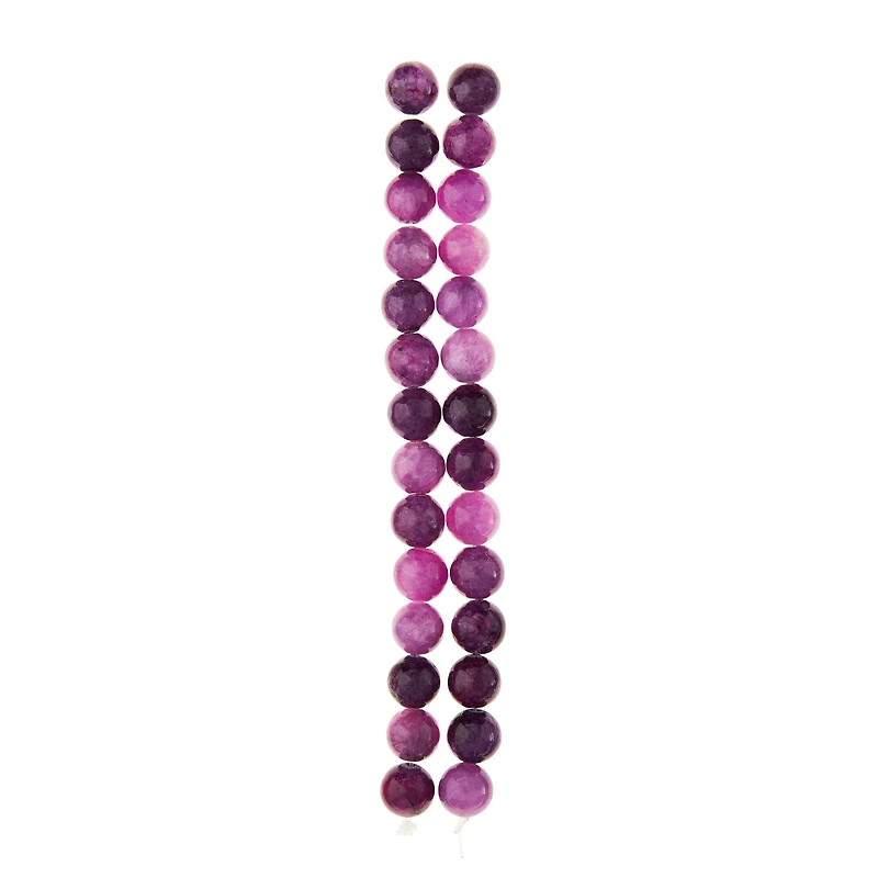 12 Pack:  Purple Dyed Quartzite Round Beads, 8mm by Bead Landing™
