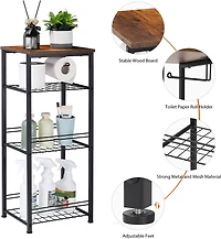 NEX™ 29" Freestanding 4-Tier Storage Shelf with Toilet Paper Holder