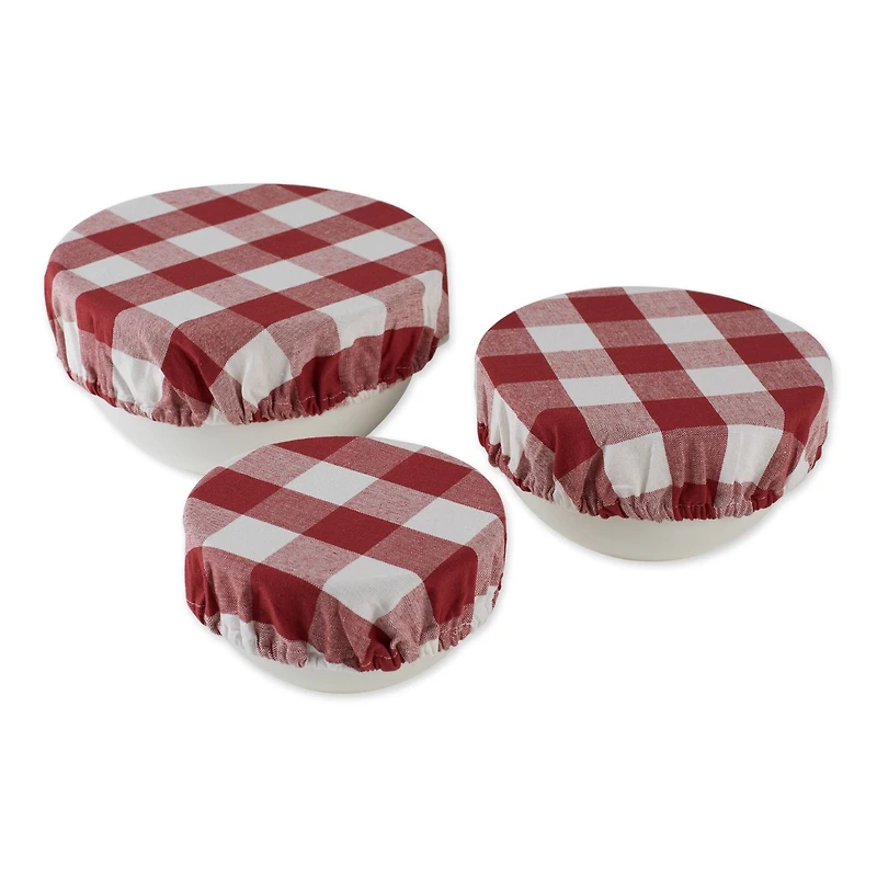 DII® Assorted Barn Red Buffalo Check Woven Dish Cover Set
