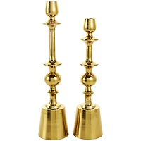 Gold Aluminum Candle Holder Set