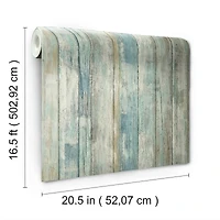 RoomMates Blue Distressed Wood Peel & Stick Wallpaper
