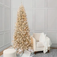 7ft. Pre-Lit Champagne Tinsel Artificial Christmas Tree, Warm White LED Lights by Ashland®
