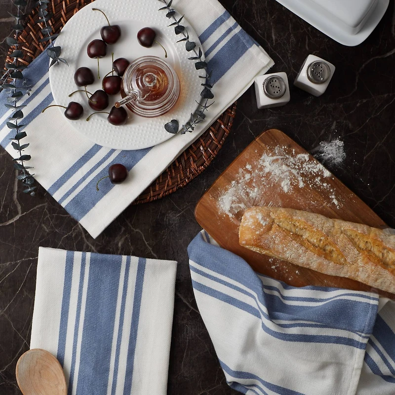 DII® Stonewash Blue Chef Stripe Dish Towels, 3ct.