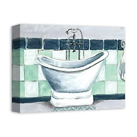 Green And Blue Bathtub 14" x 11" Canvas Wall Art
