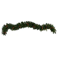 9ft. White LED Lights Mixed Pines & Pinecones Artificial Christmas Garland