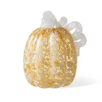 Glitzhome® Amber Dots Fall Pumpkin Glass Tabletop Accent