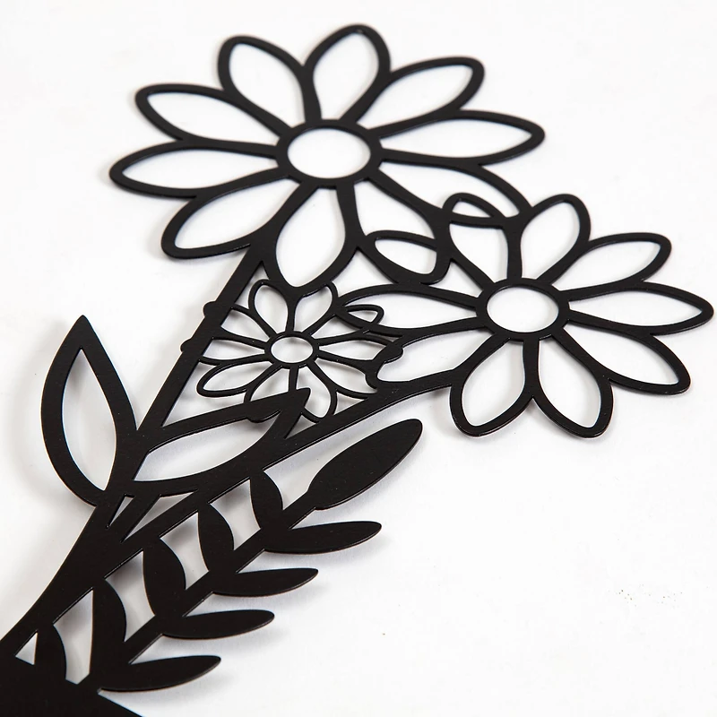 Habitat Decor 28" Wazon Black Botanical Vases Metal Wall Art Set