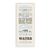 Stupell Industries Bathroom Rules Blue And Black Print Bathroom Wood Wall Plaque