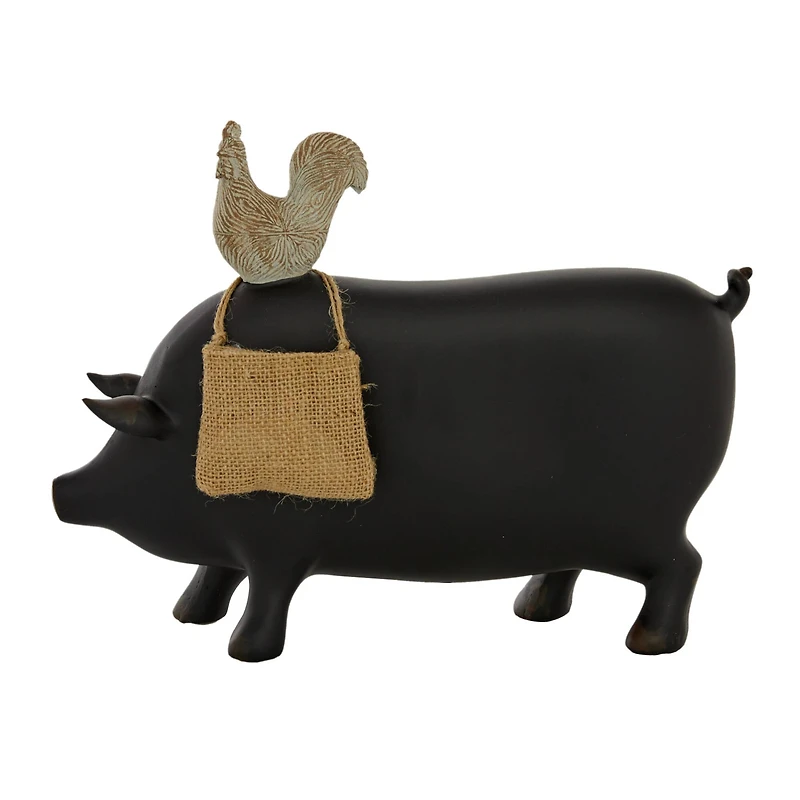 14" Black Farmhouse Pig Chalkboard Tabletop Sign